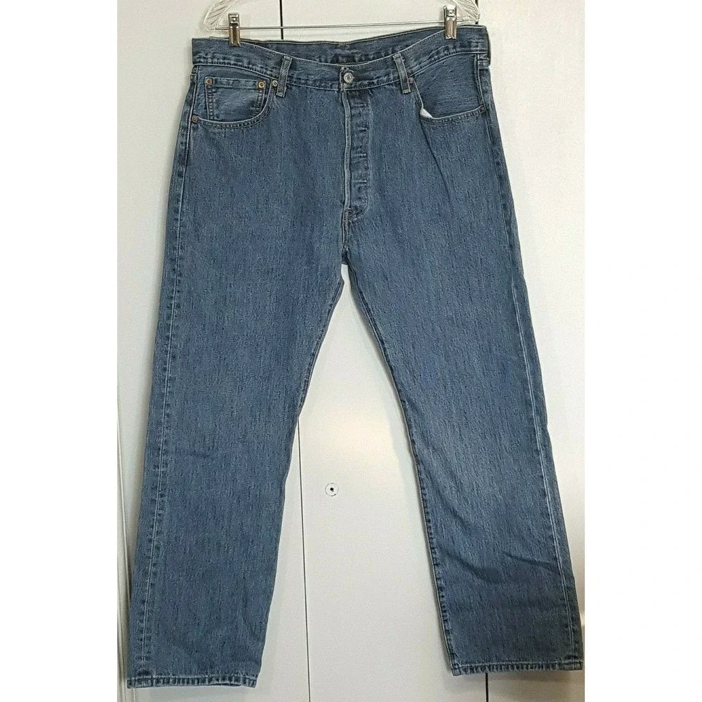 Levi Levi's 501 Men's Jeans 36x30 Straight Fit Button Fly Blue 100% Cotton